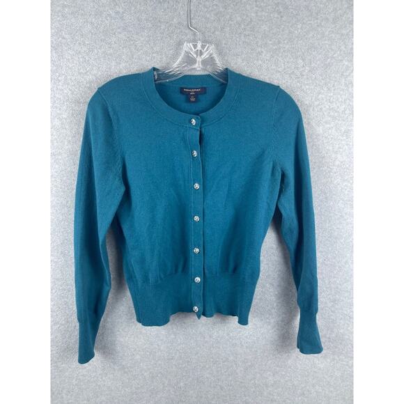 Banana Republic Cardigan Sweater Petite S Blue Button Front Crew Grandma Core - Picture 1 of 9